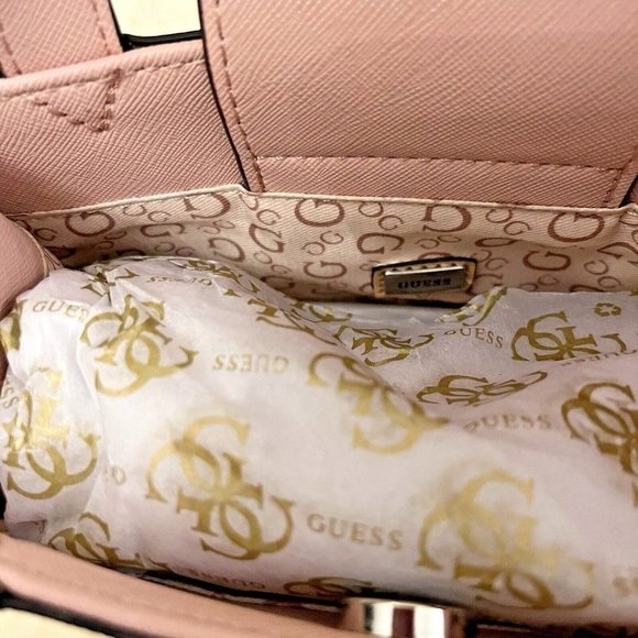 Guess Lyle Mini Floral Print Boho Crossbody Hand Shoulder Bag White Pink NWT - Picture 6 of 8
